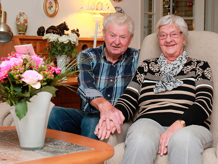 Ingrid og Andreas Hockerup i Kruså har onsdag været gift i 60 år. Foto Søren Gülck   