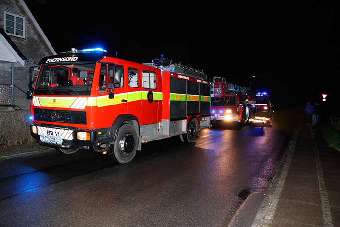 Brandværnet rykkede ud til skorstensbrand i Egernsund. Foto Jacob R.H. Hansen
