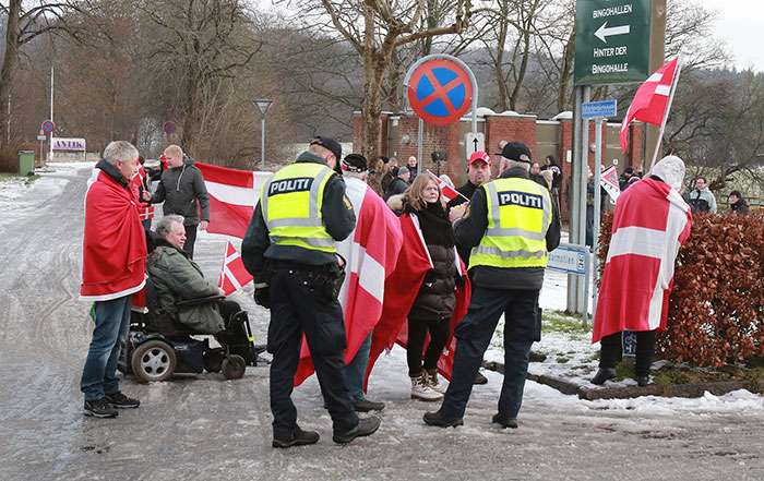 Der var lørdag demonstration ved den dansk-tyske grænse i Kruså. Foto Søren Gülck